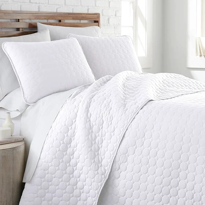 Safe Southshore Fine Living Inc. Twin XL Comforter Quilt Set Dorm Room Bedding Essentials Stain Resistant Machine Washable Bed Spread Twin XL White Quilt Bedspread Set w Pillow Sham Bright White Professional