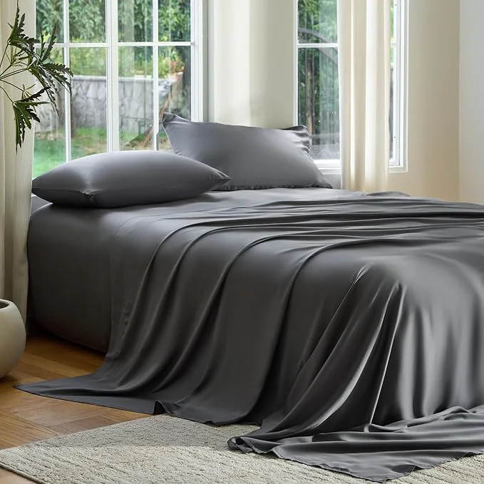 Certified DOZ Sheet Set Viscose derived from Bamboo Organically Grown Buttery Soft Cooling Sheets High GSM Deep Pockets – 2 Piece – 1 Pillowcase 1 Fitted Sheet Storm Twin XL Superior