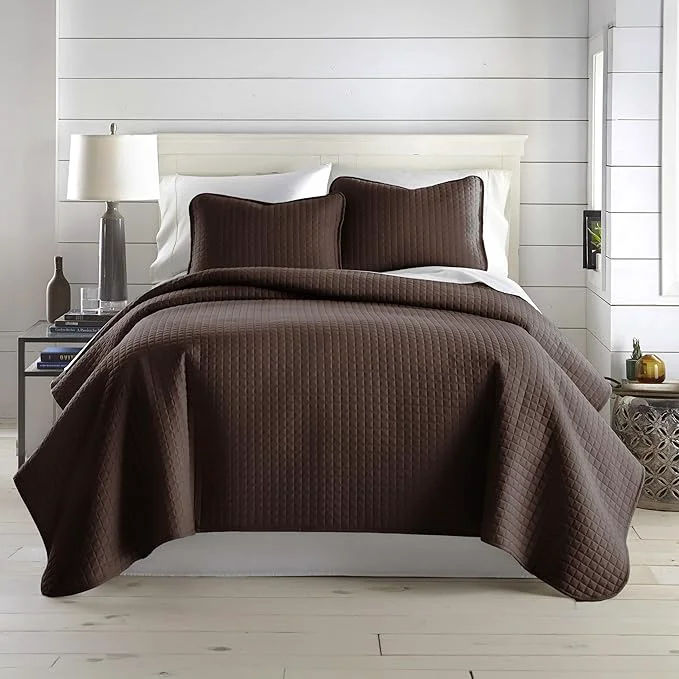 Solid Southshore Fine Living Inc. Oversized King Quilt Bedding Set Soft Brushed Microfiber Bedspread Pet Hair Resistant Bedding California King Quilt Coverlet Set with 2 Shams Chocolate Brown Durable