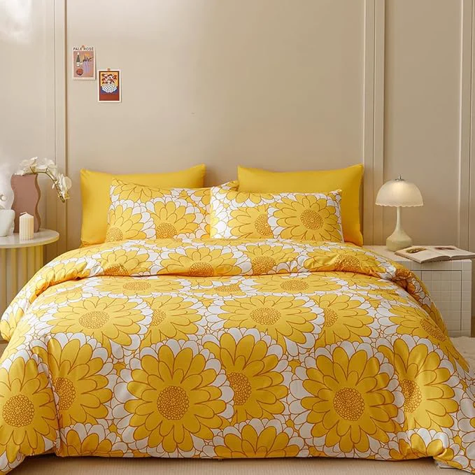 Responsible CLOTHKNOW Yellow Sunflower Queen Comforter Set Floral Bedding Comforter Sets Botanical Queen Comforter with 2 x Pillow Cases First-Class