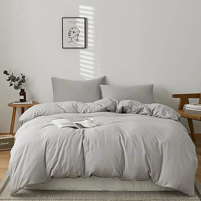 Quality CLOTHKNOW Grey Queen Comforter Set Light Gray Bedding Comforter Sets Soft Men Women Comforter Silver Comforter with 2 x Pillow Cases Authentic