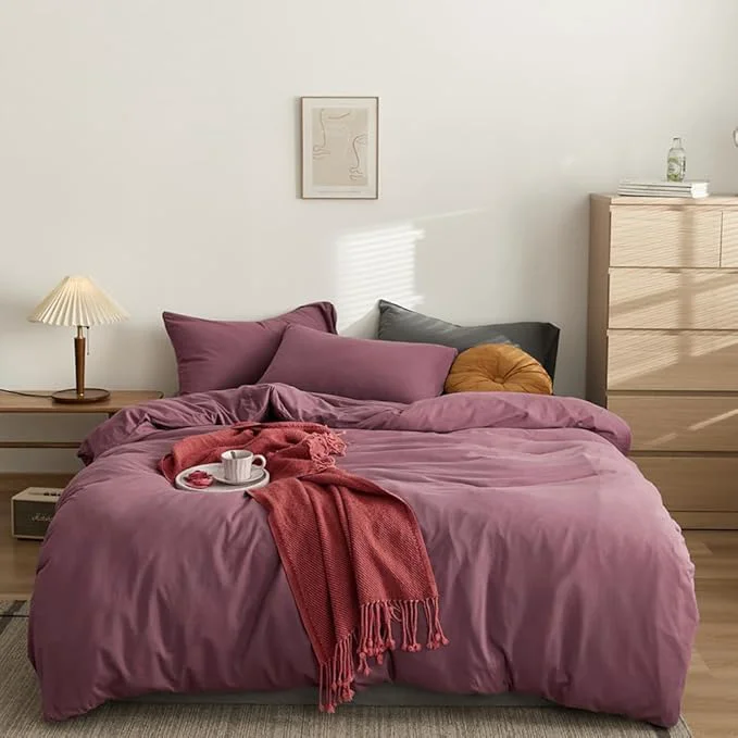 Original CLOTHKNOW Pale Mauve Queen Comforter Set Dusty Purple Bedding Comforter Sets Soft All Season Purple Comforter with 2 x Pillow Cases Exceptional