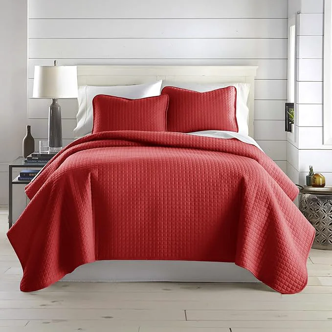 Consistent Southshore Fine Living Inc. Full Queen Quilt Bedding Set Microfiber Quilts Queen Size Coverlet Stain amp Pet Hair Resistant Bedding Full Size Bedspread with 2 Pillow Shams Chili Pepper Red Trendy