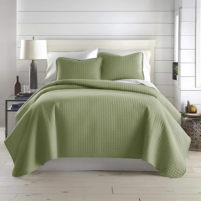 Casual Southshore Fine Living Inc. Oversized King Quilt Bedding Set Pet Hair Resistant Bedding Microfiber Lightweight Bedspread California King Coverlet Set w 2 Pillow Shams Sage Green Quilt Sustainable