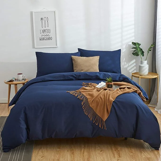 Secure CLOTHKNOW Navy Blue Twin Twin XL Comforter Set 3Pcs Dark Blue Bedding Comforter Sets Blue Comforter Navy Blue Comforter Sets Kids Boys Girls Comforter Easy-to-Use