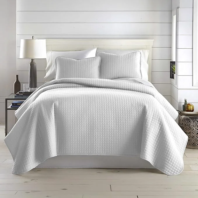 Official Southshore Fine Living Inc. Oversized Quilt King Size Set Grey Bedspread King California Size with 2 Matching Pillow Shams Soft Microfiber Coverlet Easy Care Machine Wash Light Grey Efficient