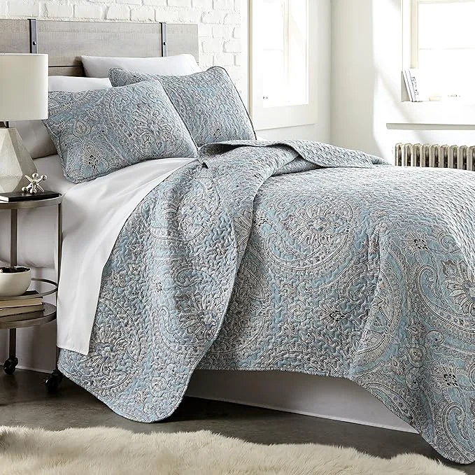 Genuine Southshore Fine Living Inc. Full Queen Quilt Bedding Set Paisley Full Size Summer Bedspread Boho Bedding Set for Full Size Mattress Queen Size Quilt Coverlet amp Matching Shams Pure Melody Aqua Proven