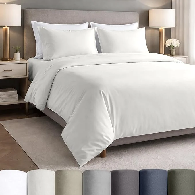 Fashionable California Design Den Full Size Sheets Set – Egyptian Cotton Percale Sheets Full Size with Deep Pockets Lightweight Crisp Durable Luxury Bedding Set – Ivory Premium Material