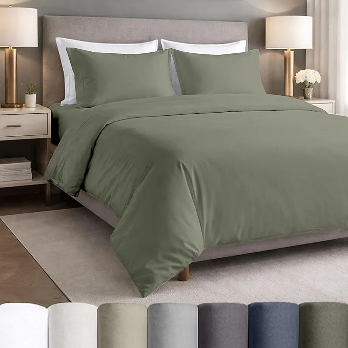 Traditional California Design Den Egyptian Cotton Sheets Full Size Set – Lightweight Crisp Percale Full Size Bed Sheets Cotton Set Deep Pockets Durable Luxury Bedding Sage Mist – Grey Tone Sophisticated