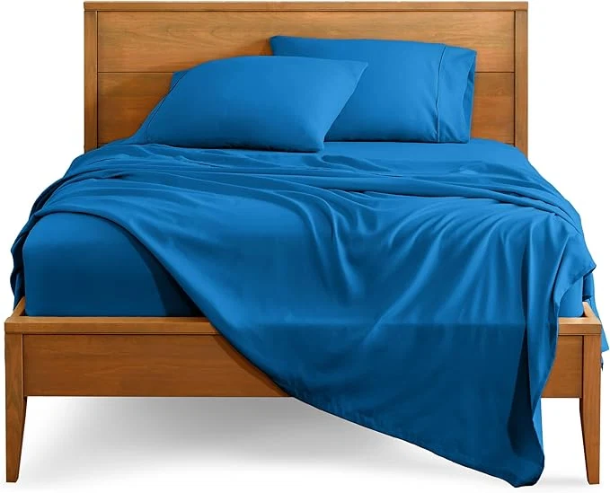 Premium Material Bare Home Split King Sheet Set – 1800 Ultra-Soft Microfiber Bed Sheets – Double Brushed – Deep Pockets – Easy Fit – 5 Piece Set – Bedding Sheets amp Pillowcases Split King Medium Blue Versatile