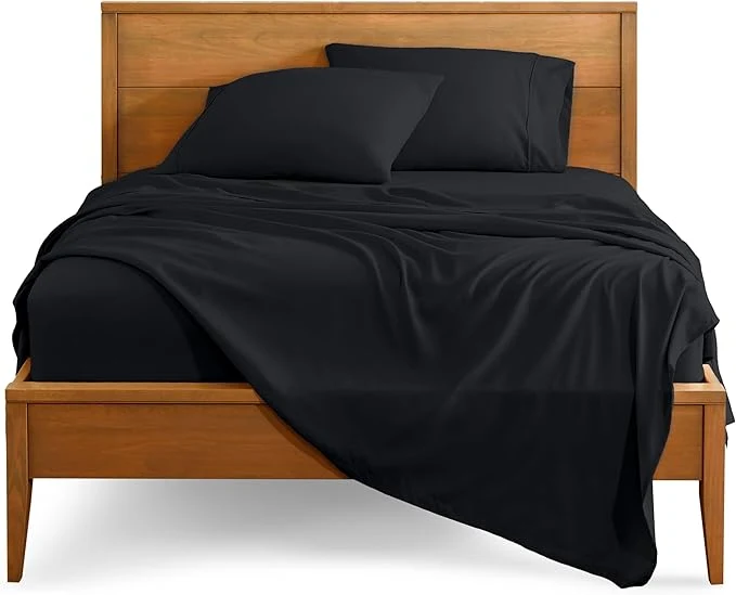 Specialty Bare Home Full Sheet Set – 1800 Ultra-Soft Microfiber Full Bed Sheets – Double Brushed – Deep Pockets – Easy Fit – 4 Piece Set – Bedding Sheets amp Pillowcases Full Black Efficient