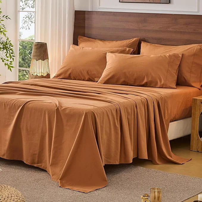 User-Friendly Bedlifes French Pure Linen Sheets California King Size Breathable and Cooling Flax Sheet Set Soft Durable and Moisture Wicking 16 Inch Deep Pocket-4 Piece Cal King Brown World-Class