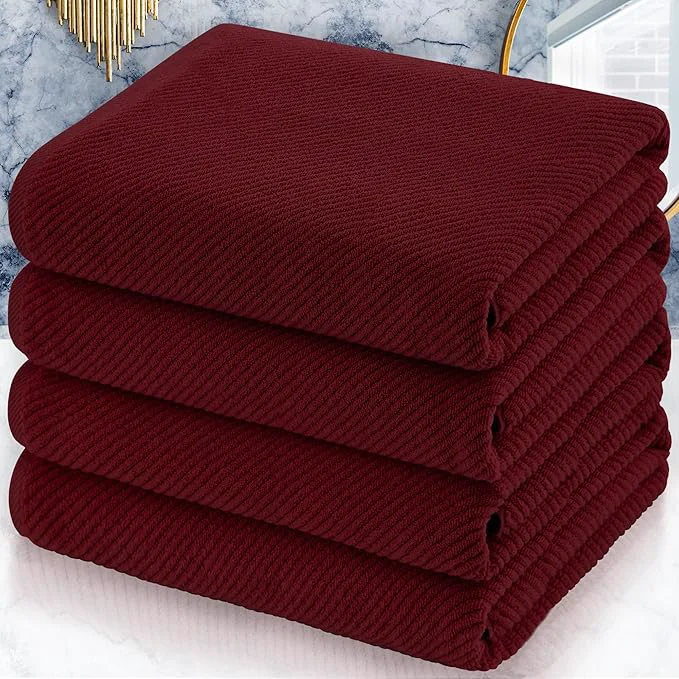 Dependable VOOVA MOVAS Red Bath Towels 4 Pack Large 30 x 56 Trusted