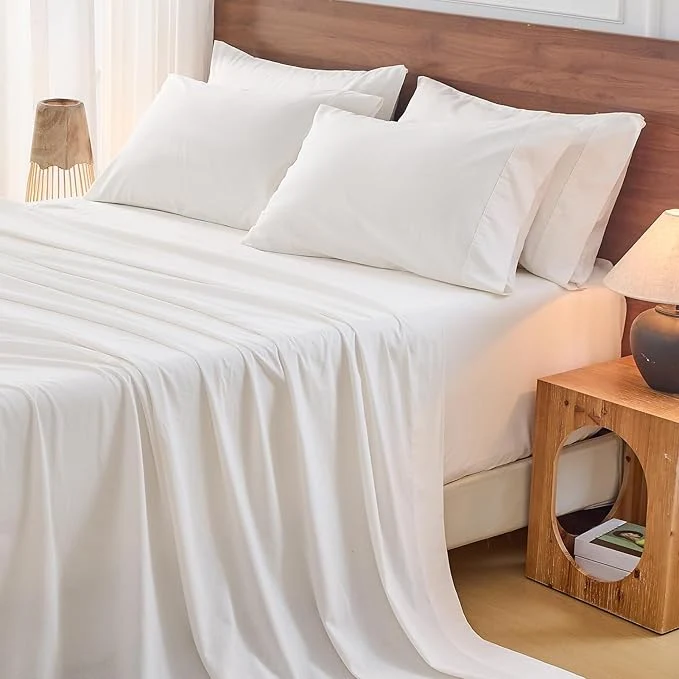 Trusted Bedlifes French Flax Linen Sheets Set California King Size-6 Piece Extra Deep Pocket 18-24 quot Soft Breathable Cal King Bed Sheets with Temperature Regulating amp Moisture-Wicking White Smart