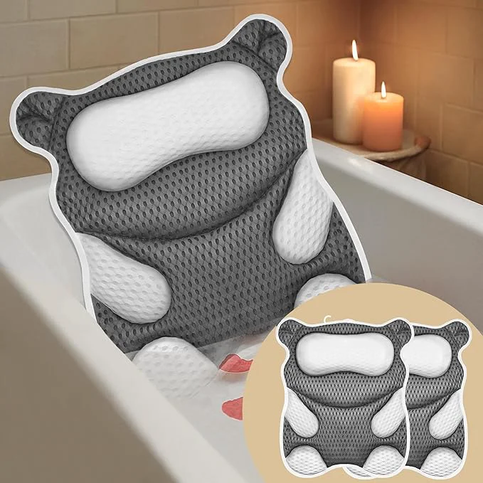 Minimalist Bath Pillow for Tub Ergonomic Bear Shape Design Bath Pillow for Head and Neck Authentic