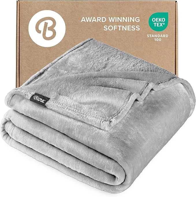 Reliable Bare Home Fleece Blanket – Twin Twin Extra Long – Ultra-Soft Lightweight for Bed Sofa and Couch – Luxury Microplush – Cozy Warm Blanket Twin Twin XL Light Grey Fine