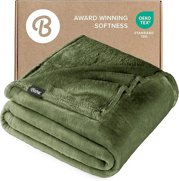 Minimalist Bare Home Fleece Blanket – Throw Travel – Ultra-Soft Lightweight for Bed Sofa and Couch – Luxury Microplush – Cozy Warm Blanket Throw Travel Cypress Functional