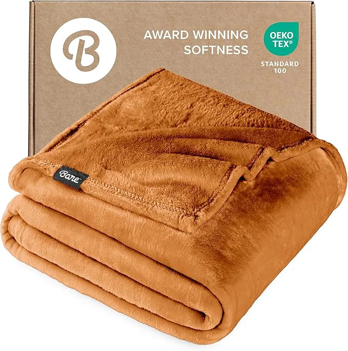 Healthy Bare Home Fleece Blanket – Twin Twin Extra Long – Ultra-Soft Lightweight for Bed Sofa and Couch – Luxury Microplush – Cozy Warm Blanket Twin Twin XL Sienna Sustainable