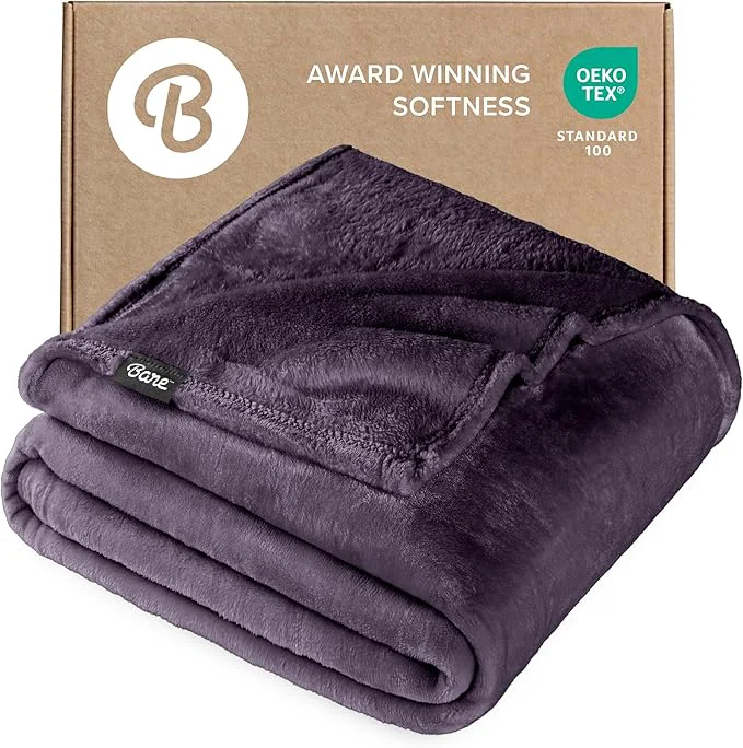 Comfortable Bare Home Fleece Blanket – Twin Twin Extra Long – Ultra-Soft Lightweight for Bed Sofa and Couch – Luxury Microplush – Cozy Warm Blanket Twin Twin XL Eggplant Eco-Friendly