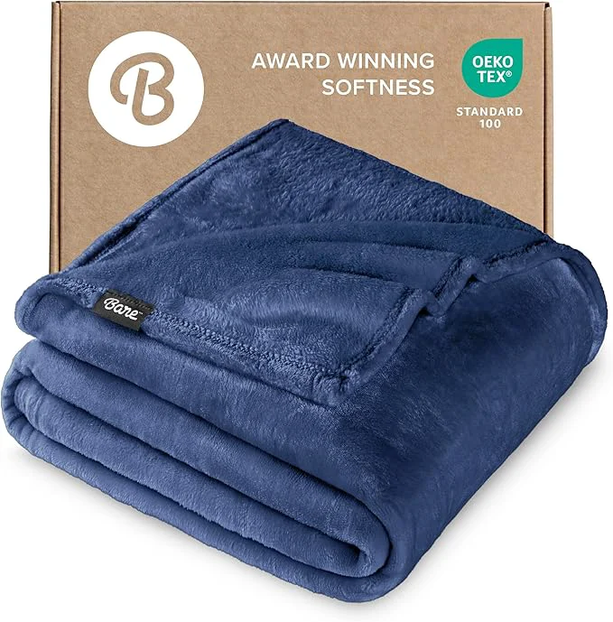 Fast Bare Home Fleece Blanket – Twin Twin Extra Long – Ultra-Soft Lightweight for Bed Sofa and Couch – Luxury Microplush – Cozy Warm Blanket Twin Twin XL Dark Blue Casual