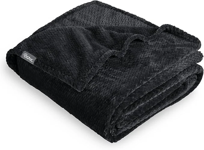 Elite Bare Home Textured Fleece Blanket – Throw Travel – Ultra-Soft Lightweight for Bed Sofa and Couch – Luxury Microplush – Cozy Warm Blanket Throw Travel Chevron Black Breathable