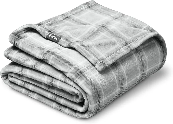 Premium Bare Home Textured Fleece Blanket – Twin Twin Extra Long – Ultra-Soft Lightweight for Bed Sofa and Couch – Luxury Microplush – Cozy Warm Blanket Twin Twin XL Tartan Plaid User-Friendly