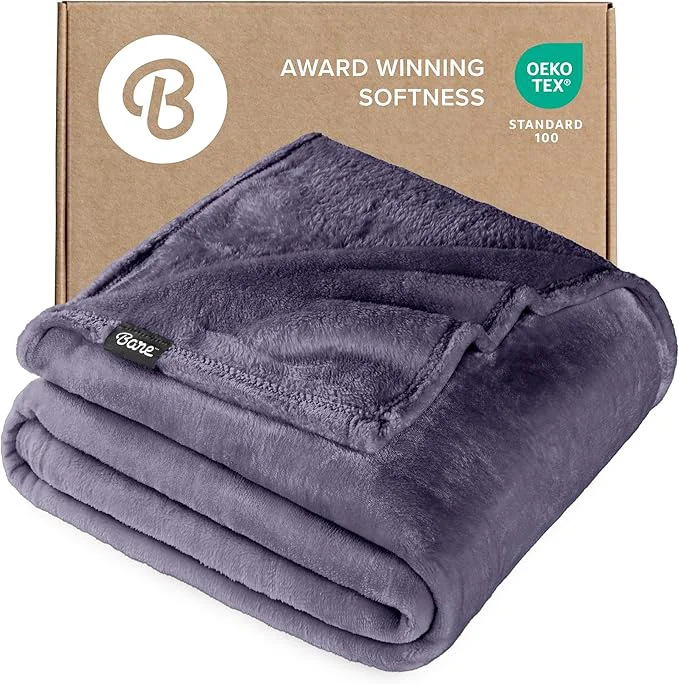 Sustainable Bare Home Fleece Blanket – Full Queen – Ultra-Soft Lightweight for Bed Sofa and Couch – Luxury Microplush – Cozy Warm Blanket Full Queen Dusty Purple Traditional