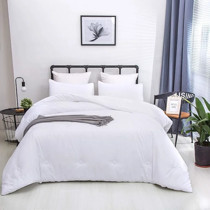 Flexible KAREVER White Comforter Set Twin Bedding Set Girls Soft Bed Comforter Set Breathable Blanket Boys True White Lightweight Quilts Set Twin Size Safe