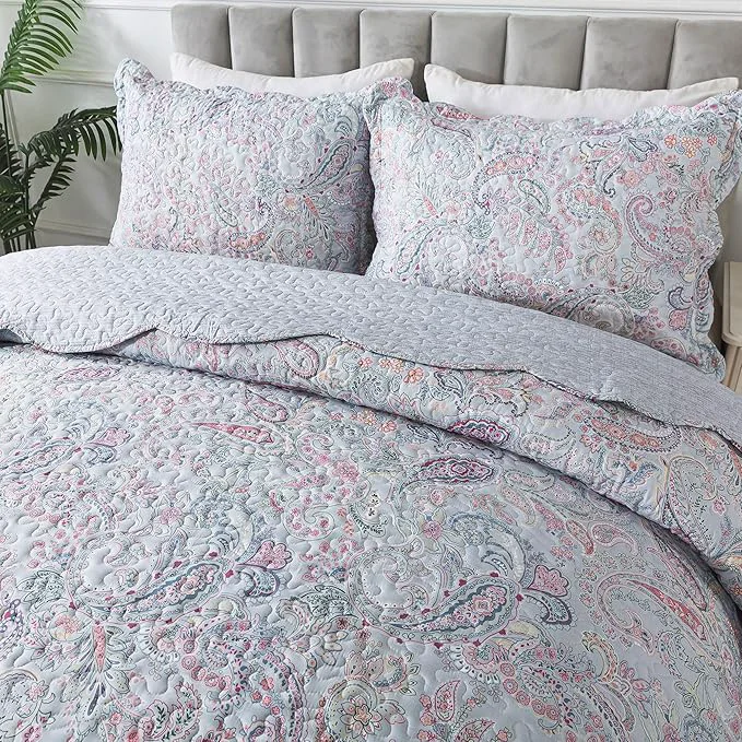 Solid HoneiLife Quilt Sets King Size – Microfiber Bedspreads 3-Piece Lightweight Coverlets King Quilt Bedding Sets All Season Quilts Clean