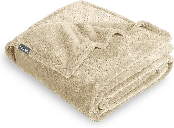 Powerful Bare Home Textured Fleece Blanket – Twin Twin Extra Long – Ultra-Soft Lightweight for Bed Sofa and Couch – Luxury Microplush – Cozy Warm Blanket Twin Twin XL Chevron Oyster Easy-to-Use