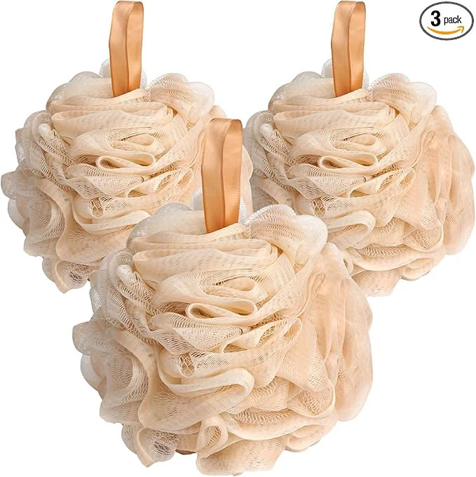Powerful Fishent Loofah – Bath Sponge 3 Pack 60G Large Shower Mesh Ball Soft Pouf Body Durable