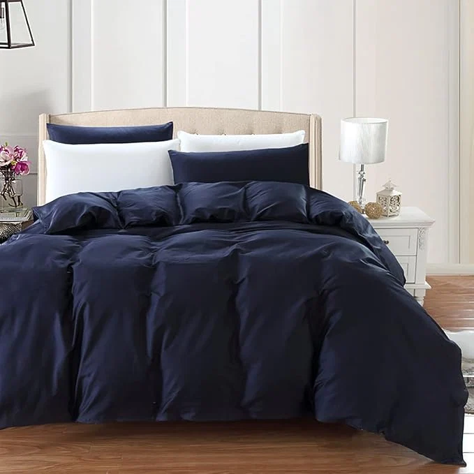 Smooth KAREVER Navy Comforter Set Queen Bedding Set Women Soft Bed Comforter Set Breathable Blanket Men Dark Navy Blue Lightweight Quilts Set Queen Size Dependable
