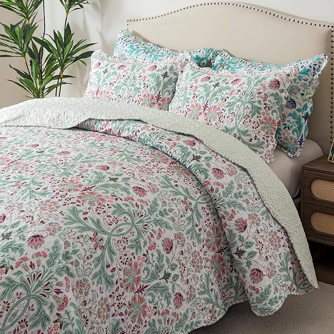 Modern HoneiLife Quilt Set King Size – Microfiber Bedspreads 3-Piece Reversible Coverlets Lightweight Bedcover King Quilt Bedding Sets Functional