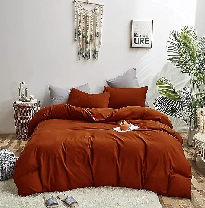 Versatile KAREVER Burnt Orange Comforter Set Twin Rust Bedding Set Girls Solid Rust Bed Comforter Set Plain Burnt Orange Breathable Blanket Teens Terracotta Color Lightweight Quilts Set Twin Size Official