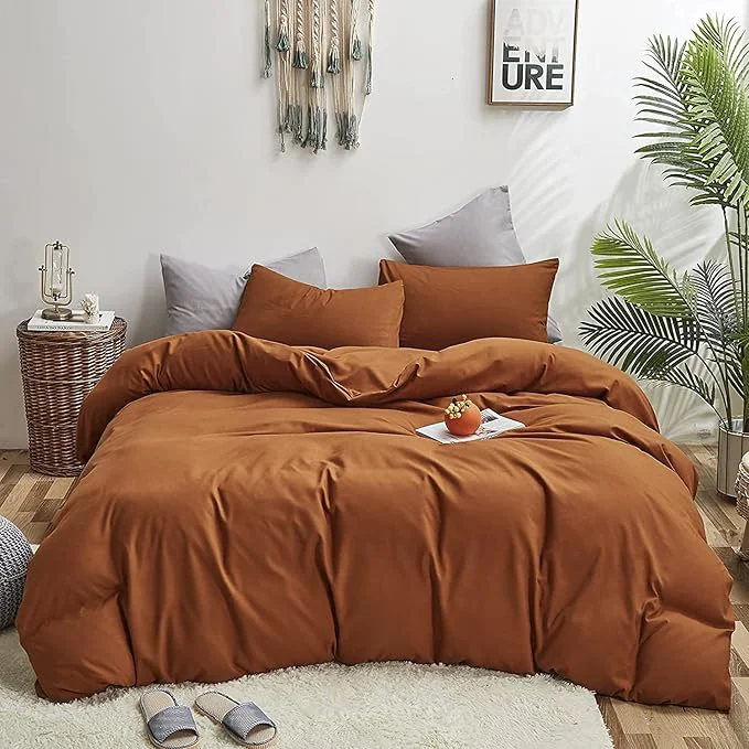 Relaxed KAREVER Pumpkin Color Comforter Set King Cinnamon Bedding Set Girls Solid Burnt Orange Bed Comforter Set Plain Pumpkin Color Breathable Blanket Teens Cinnamon Color Lightweight Quilts Set King Size Traditional