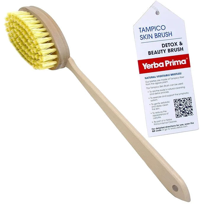 Fine Yerba Prima Tampico Skin Brush for Exfoliation Dry Brushing and Blood Enhanced