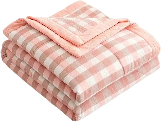 Elite Lightweight Summer Bedspread Quilt Coverlets Bedding Set Queen King Size Air Conditioning Comforter Blanket Skin-friendly Soft Breathable Geometric Pattern Bedding Coverlet For All Season Color 5 Solid