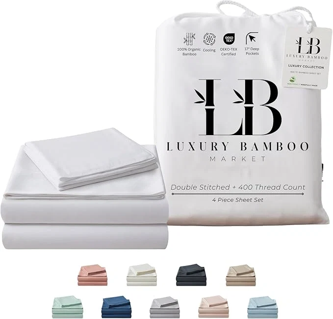 Contemporary Twin XL Size Sheet Set Organically Grown Ultra Soft amp Cooling Viscose 17 quot Deep Pocket White Outstanding