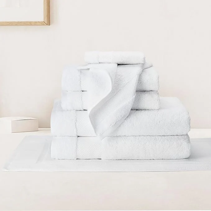Stylish BIOWEAVES Organic Cotton Bath Towel Set 700 GSM Plush 7-Piece Premium Expertly Made