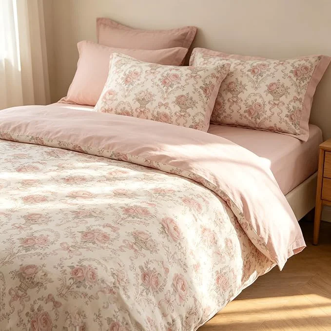 Flexible Coquette Cottagecore Comforter Set King Size 3Pcs Shabby Chic Flower Bedding for Women Teen Girls French Country Style Quilted Comforter with 2 Pillowcases 90 quot x90 quot Expertly Made