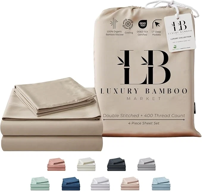 Classic Full Size Sheet Set Organically Grown Ultra Soft amp Cooling Viscose 17 quot Deep Pocket Dune Solid