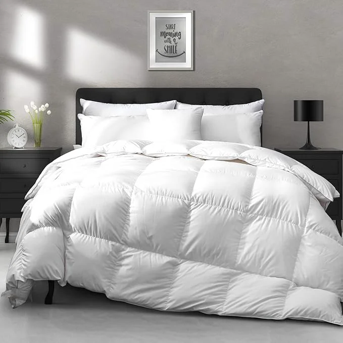 Artisan APSMILE Heavyweight Down Feather Fibers Comforter Twin Size – Ultra-Soft Luxury High Fill-Power Hotel-Style Thicker Winter Duvet Insert for Colder Weather Sleeper 68×90 White Trendy