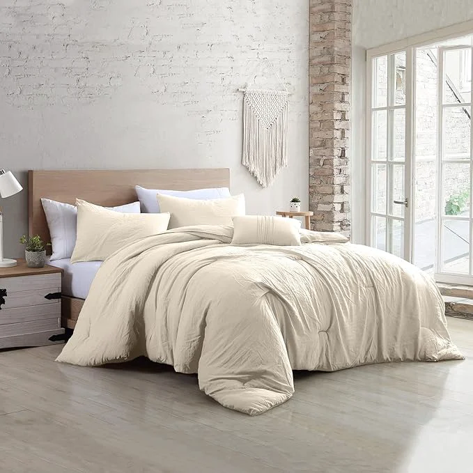 Lightweight Modern Threads 4-Piece Garment-Washed Comforter Set Beck Coconut Queen Healthy