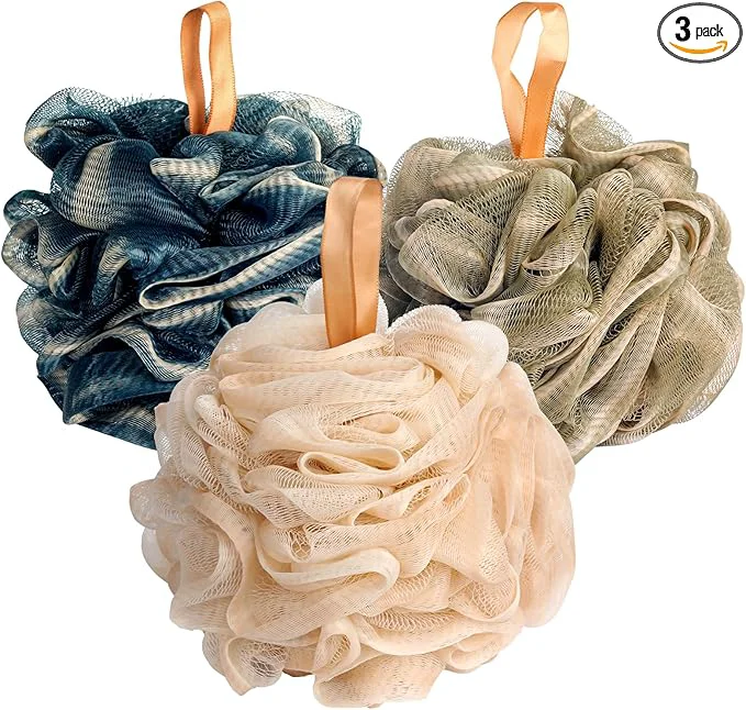 Selected Fishent Bath Loofah Sponge 3 Pack loofahs Exfoliating Body Scrubber 60g Soft Luxury