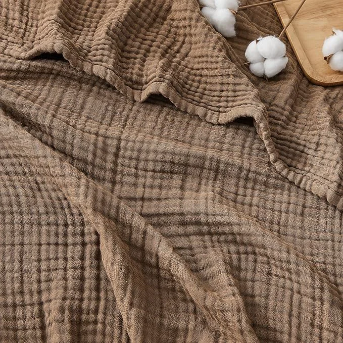 Next-Generation EMME Cotton Muslin Large Throw Blanket Couch Breathable Gauze Blanket Soft Lightweight Bed Blankets Adults Brown 50 quot x70 quot Effective