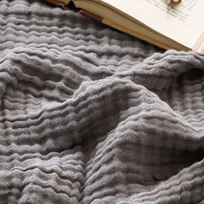 Optimized EMME Cotton Blanket Muslin Throw Blanket for Couch Breathable Gauze Blanket All Season Soft and Lightweight Muslin Blankets for Adults Grey 50 quot x70 quot Outstanding