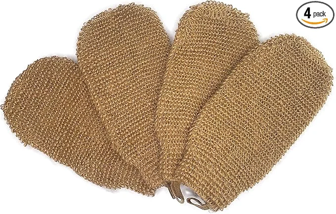 Eco-Friendly 4 Pack Natural Exfoliating Hemp Glove Mitt Mitten Contemporary