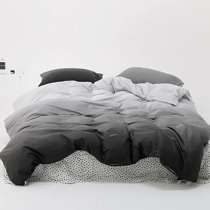 Practical Luxlovery Grey and Black Gradient Comforter Set California King Dark Grey Bedding Set Men Women Minimalist Bedding Set Soft Breathable Blanket Quilts Grey Gradient Comforter Set Next-Generation