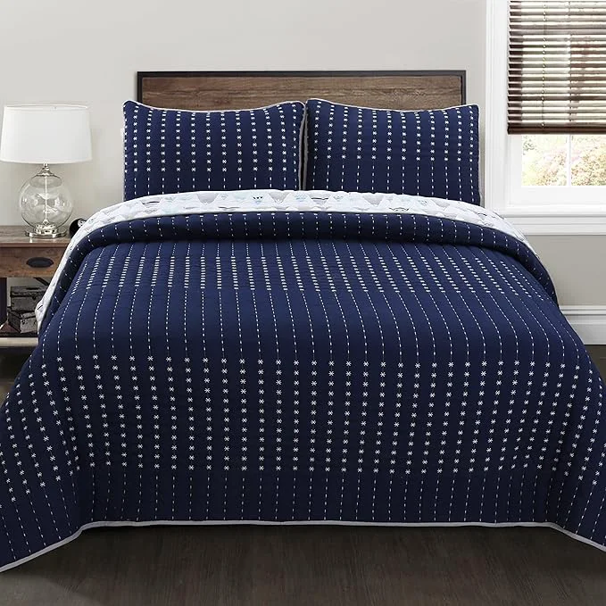 Fast Cozy Line Home Fashions Summit Blues Snowy Alps Pike Winter Mountains Polyester Reversible Quilt Bedding Set Coverlet Bedspread Twin – 2 Piece Exceptional