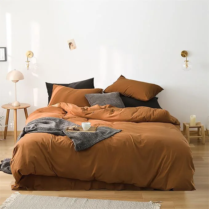 Carefully Designed Luxlovery Pumpkin Color Comforter Set Twin Burnt Orange Bedding Set Solid Color Rust Soft Breathable Blanket Quilts Dusty Terracotta Comforter Set with 2 Pillowcases for Kids Teens